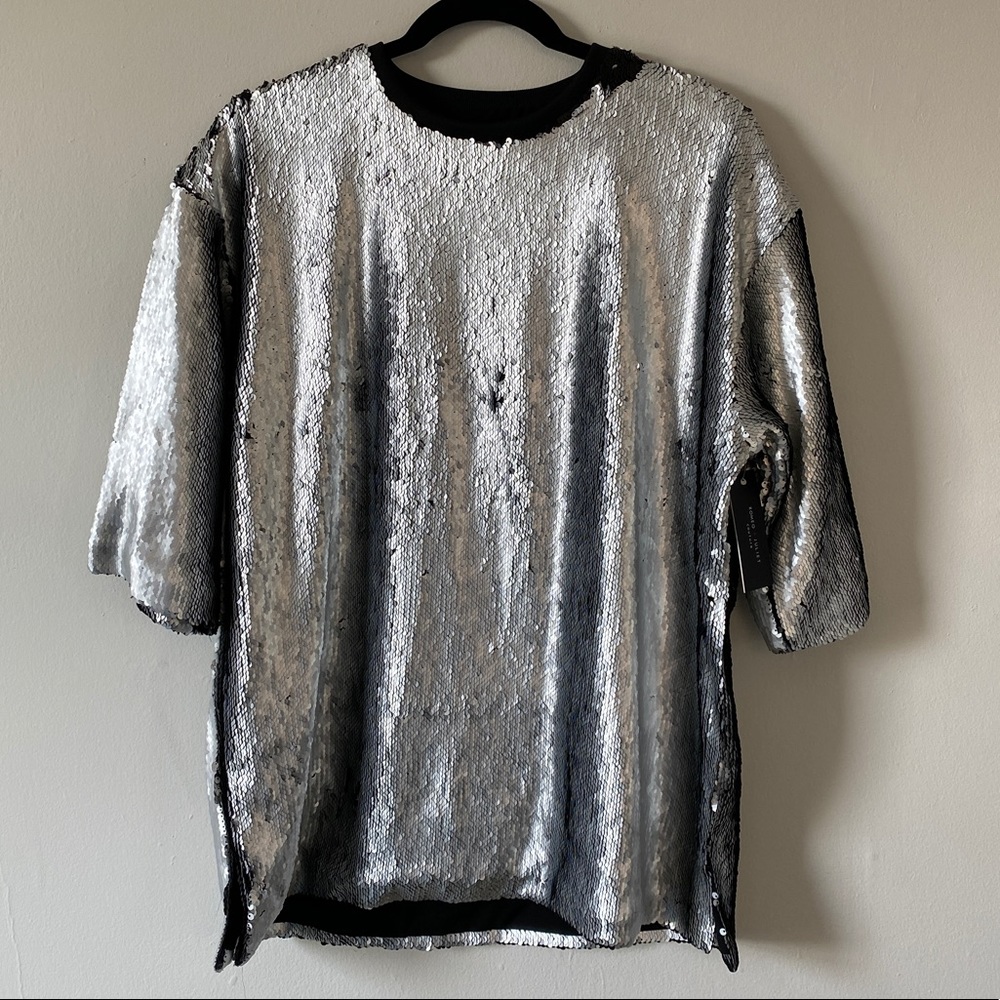 Romeo and Juliet Couture Sequin Shirt. Size L.